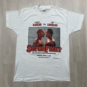 Vintage Hagler VS Leonard Super Fight T Shirt Boxing Caesars Single Stitch XL